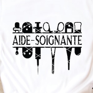 Aide Soignante svg & clip art France French Nursing Assistant svg ekg nurse aide nursing svg medical tools instruments svg dxf png cut file