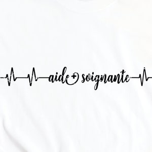 Aide Soignante Heartbeat svg & clipart France Français Infirmière auxiliaire svg ekg aide-soignante infirmiere svg médical svg dxf png couper fichier
