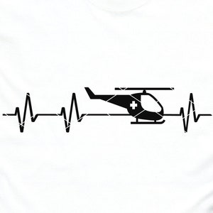 Battito cardiaco in elicottero medico svg file di taglio file laser trauma aereo ambulanza pilota paramedico medico medico emt dxf png cricut file download