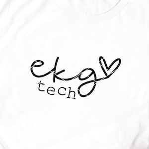 EKG Tech svg & clip art CET Electrocardiograma Técnico telemetría con letras a mano cardiología cardíaca svg dxf png archivo de corte