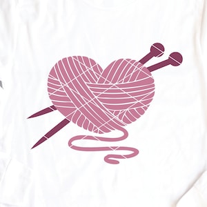 Stricken Liebe SVG & Clip Art Stricken svg, Garn svg Garn Herz stricken druckbare Design sofortiger Download Dxf Png geschnitten Datei