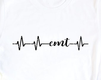 EMT Heartbeat svg & clip art emergency medical technician ambulance svg png dxf cut file printable shirt design