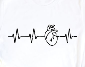 Heart Heartbeat svg cut file laser file cardiac nurse ekg telemetry tech cardiology paramedic medic emt rt PA doctor dxf png cricut clip art