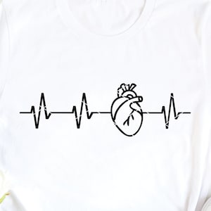 Herz Herzschlag svg cut Datei Laser-Datei Herz Krankenschwester Ekg Telemetrie Tech Kardiologie Sanitäter Mediziner emt rt PA Arzt dxf png Cricut Clip Art