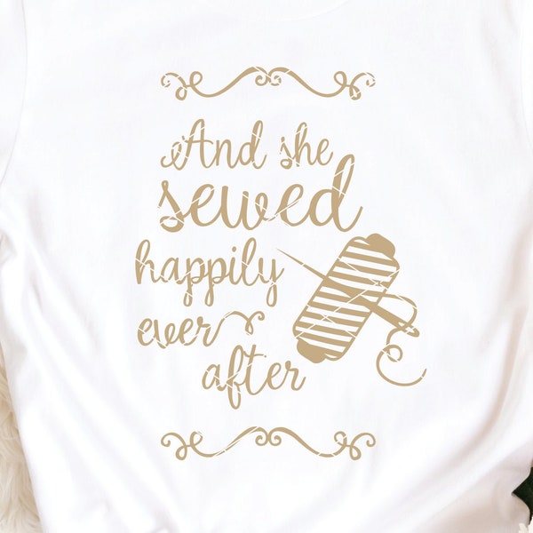 Elle a cousu Happily Ever After SVG & Clip Art coudre amour svg à coudre fil svg aiguille svg conception numérique imprimable dxf png fichier coupé