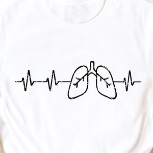 Longen Heartbeat svg gesneden bestand laser gesneden bestand longziekte astma longkanker cystic fibrosis medic ems dxf png snijden bestand cricut