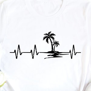 Strand Heartbeat svg gesneden bestand laser familie vakantie shirt palmbomen strand babe zee oceaan reis png dxf cricut shirt ontwerp sublimatie clip