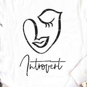 Introvertierte svg & Clip art homebody ruhige Frau schüchternes Mädchen Dame svg dxf png schnitt Datei druckbares Shirtdesign