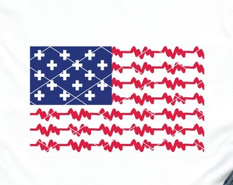 Medical USA Heartbeat Flag svg cut file png dxf July 4th Fourth American Memorial Day ekg cna nurse medical assistant rn lpn np download