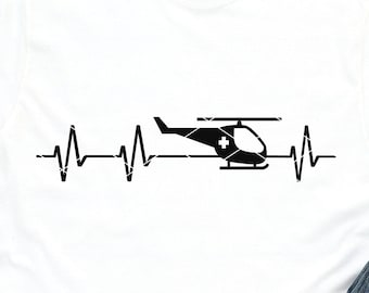 Medical Helicopter Heartbeat svg cut file laser file trauma nurse air ambulance flight nurse emergency rn dxf png clip art download