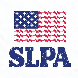 Orthophoniste Assistant USA battement de coeur drapeau svg couper fichier png dxf thérapeute en thérapie SLPA 4 juillet Memorial American téléchargement