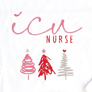 Navidad UCI Enfermera svg archivo cortado RN navidad árboles navideños unidad de cuidados críticos intensivos trauma quirúrgico cardíaco dxf png cricut sublimación