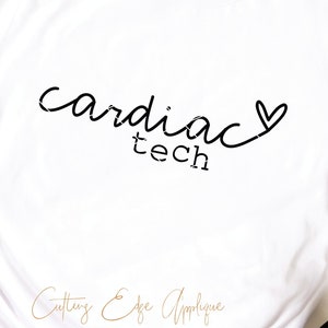 Tecnólogo cardíaco svg archivo de corte png dxf técnico de cardiología con letras a mano archivo cricut descargar imágenes prediseñadas imprimibles