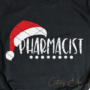 Christmas Pharmacist svg cut file xmas holiday santa hat PharmD RPh Pharmacy meds pills dxf png cricut file download clip art