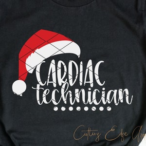 Weihnachten Cardiac Techniker svg schnitt Datei png dxf Weihnachten Feiertag santa Kardiologie Tech Cricut-Datei-Download druckbare ClipArt