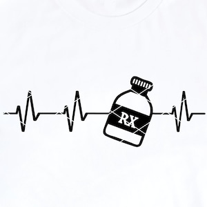 Medication Heartbeat svg cut file Pharmacist Pharmacy Technician dispensary meds pills bottle dxf png cricut silhouette download clip art