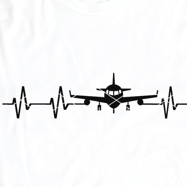 Airplane Heartbeat svg & clip art family vacation shirt svg pilot plane vacation world travel trip svg png dxf cut file printable