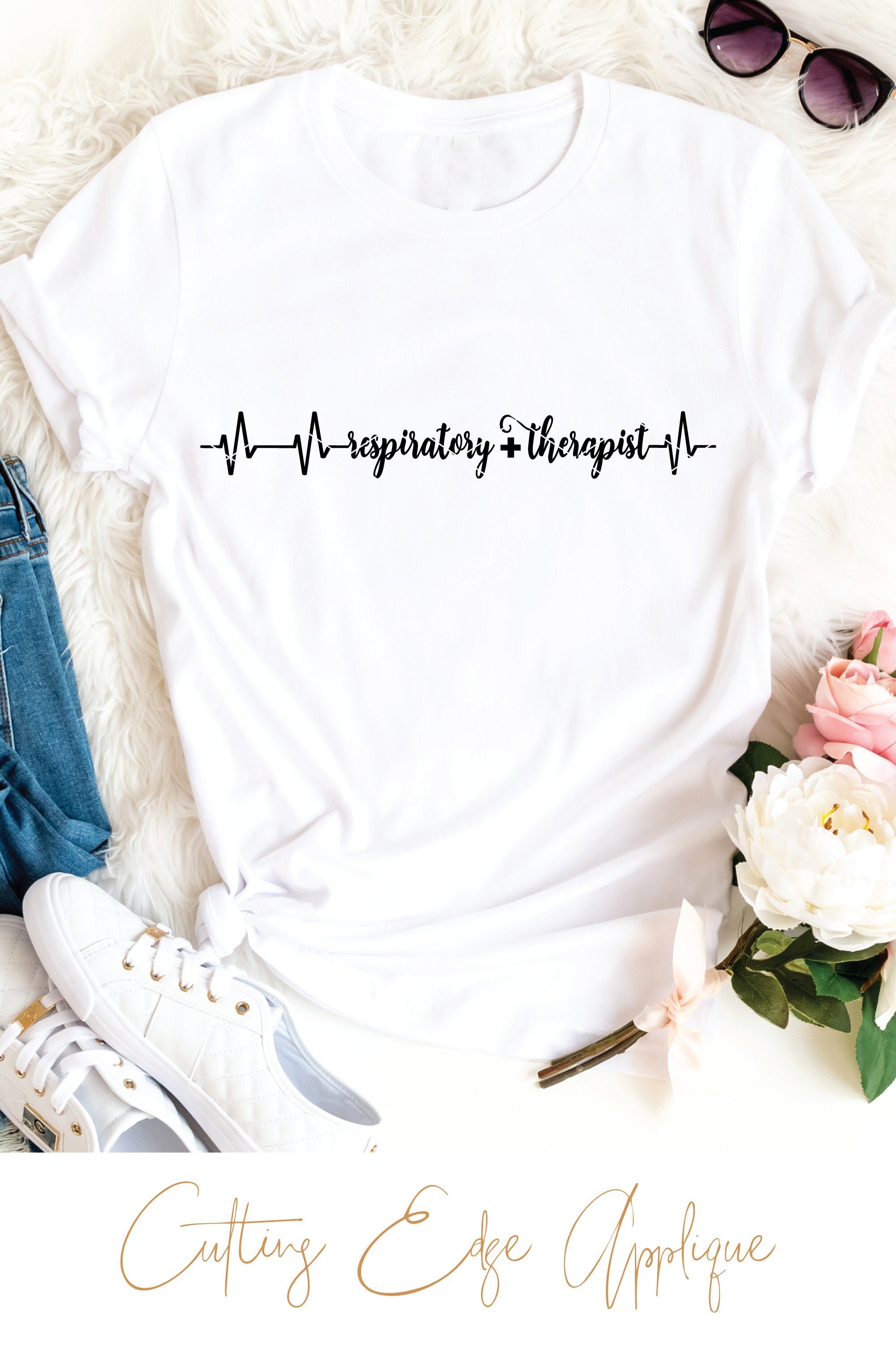 Respiratory Therapist Heartbeat svg & clip art RT respiratory therapy cut file ekg scrub life svg dxf png