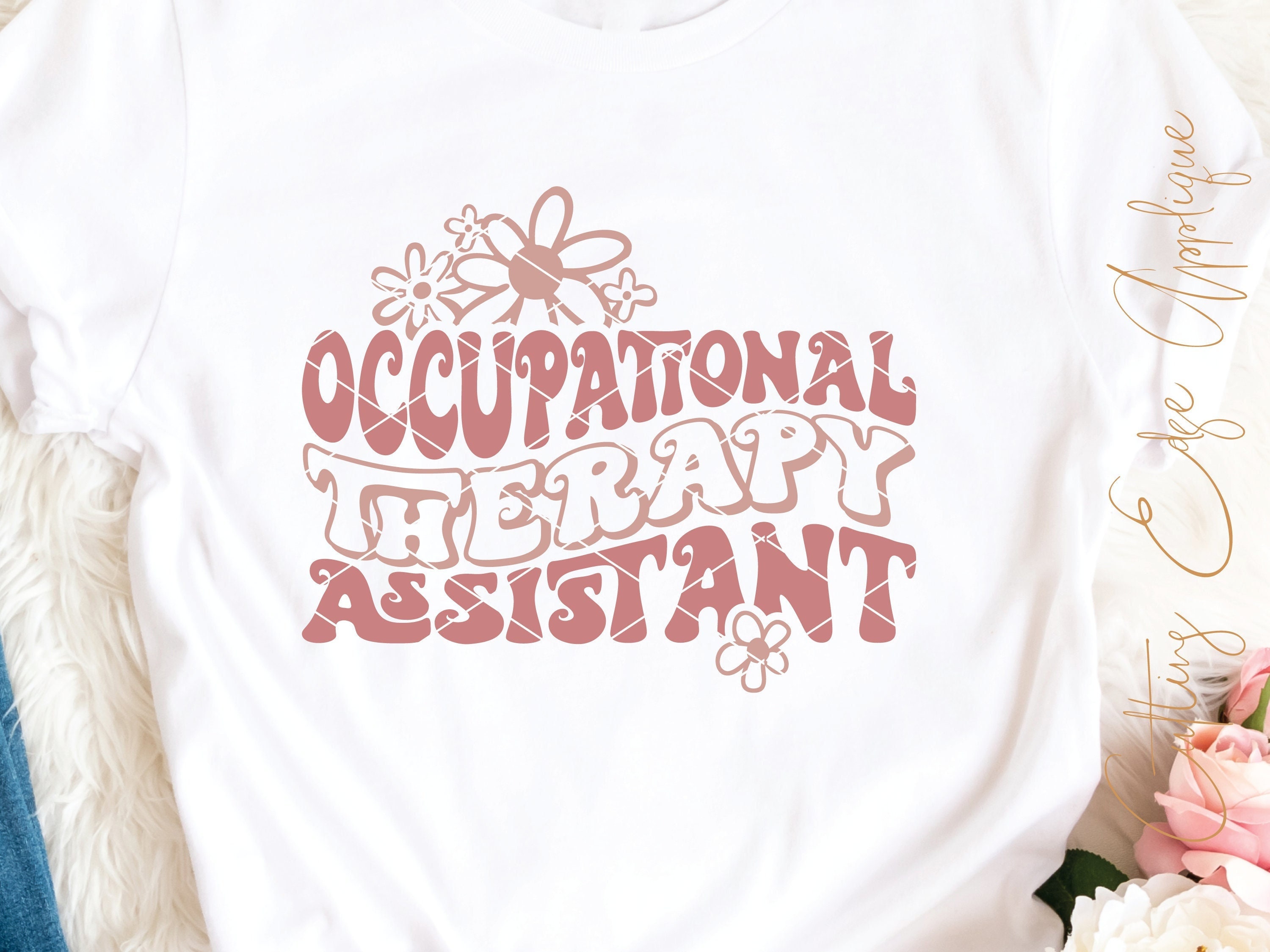 Retro Occupational Therapy Assistant svg cut file OTA therapist medical floral flowers dxf png cricut file download printable clip art