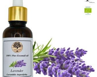 Olio essenziale di lavanda greca biologico certificato puro al 100%, non diluito / di grado terapeutico. Lavandula angustifolia, produzione luglio 2025.