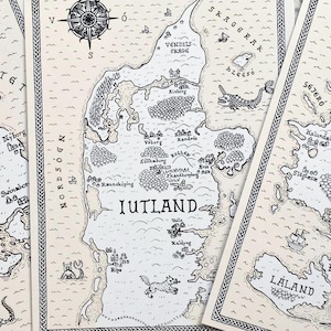 Cartes fantastiques du Danemark – Impressions d'art A5