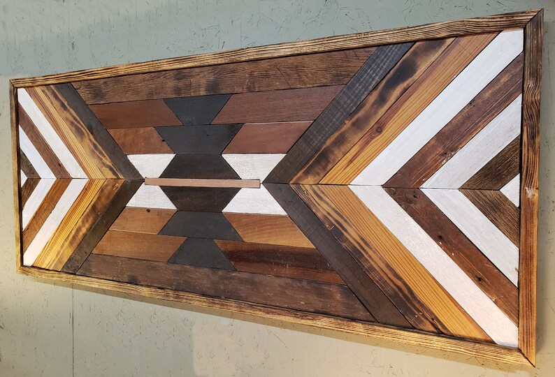 Reclaimed Wood Geometric Wall Art Etsy