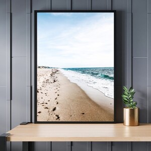 Sandy Beach with Crashing Waves - Ocean Bay Photography - Sandy Beach Sea Image - Downloadable Print Image and Photograph - Various Sizes