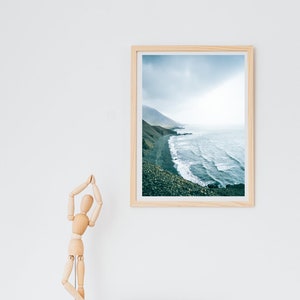 Mountainous Shoreline - Mountain Ocean Waves Photography - Scenic Shoreline Sea Image - Downloadable Image - Various Print Sizes