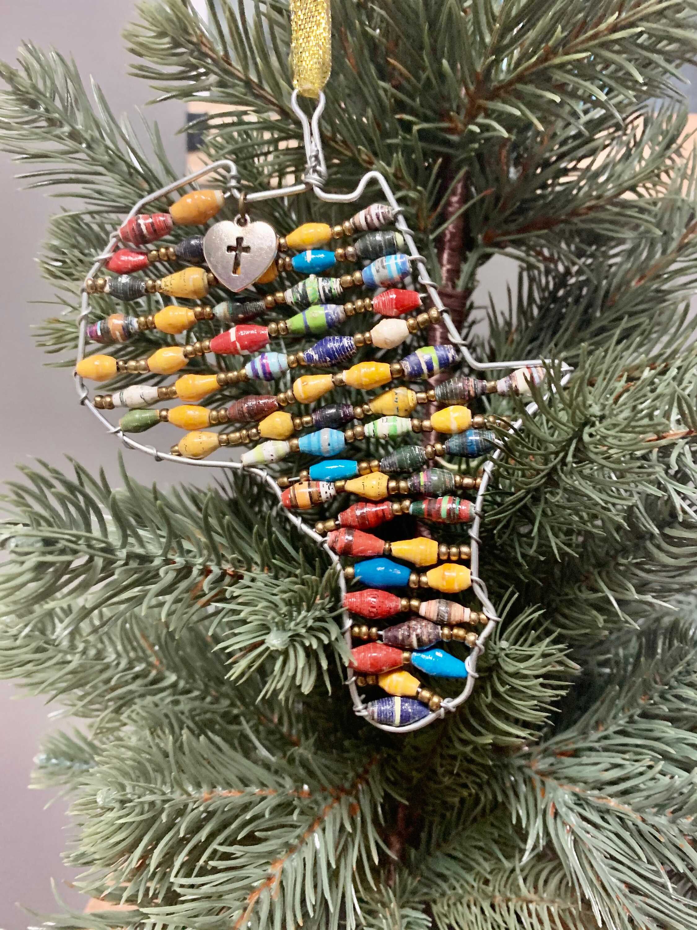 Handmade African Ornament with Gold Ribbon Etsy