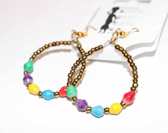 Multi Colored Paper Beaded Earrings