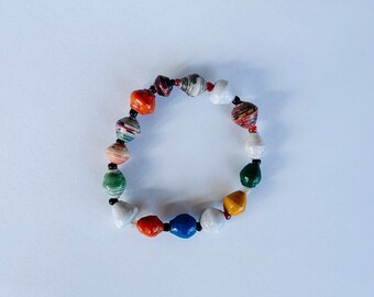 Multi Colored Paper Beaded Bracelet