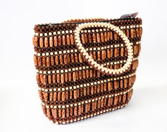 Neutral Beaded Purse