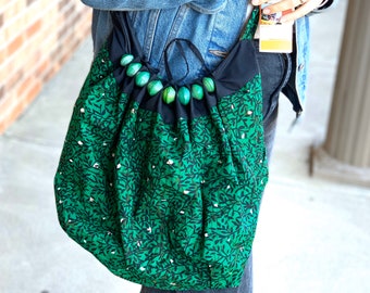 Green beaded Messeger Bag