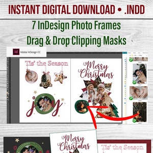 Molduras para fotos de férias do InDesign - máscaras de recorte de arrastar e soltar
