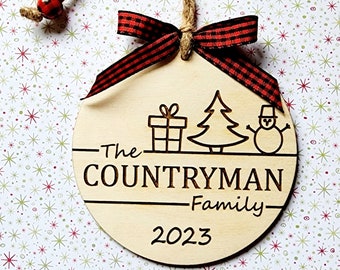 Personalized Family Name Christmas Ornament Laser File (SVG Digital Download)