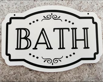 Wood Bathroom Sign - Retro BATH Hanging Sign - Multiple Sizes/Styles Available