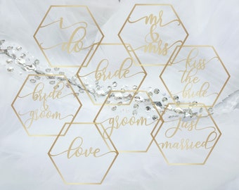 Wedding Hexagon SVG Bundle: Bride, Groom, & More (Digital Download)