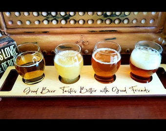 Beer Flight Laser Cut File: Engraved Tasting Tray SVG (Digital Download)