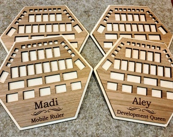 Personalized Wood Game Piece Holders with Seafarer Expansion Ship Spaces
