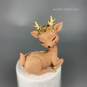 Christmas deer fondant cake topper  Sugar paste deer Cake decorations Fondant deer for cake Deer Baby shower cake First birthday party
