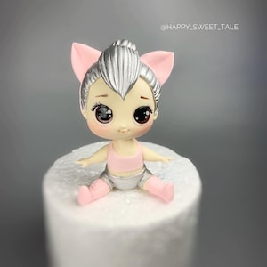 Fondant doll Baby girl Birthday doll Fondant cake topper Cake decoration Figurine for cake Baby shower First birthday