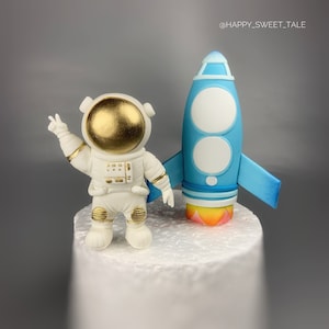 Fondant astronaut Astronaut fondant cake topper Cake decorations Astronaut Figurine for cake Astronaut baby shower cake First birthday