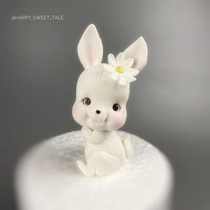 Handgemachter Fondant Hase Kuchen Topper, Geburtstag Hase Mädchen, Fondant Kuchen Topper,Kuchendekoration, Hasen Mädchen Figur für Kuchen, Hasen Mädchen Topper