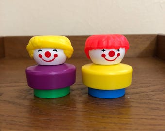 Vintage 90s Fisher Price Chunky Little People Clowns Set Of 2