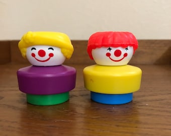 Vintage 90s Fisher Price Chunky Little People Clowns Set Of 2