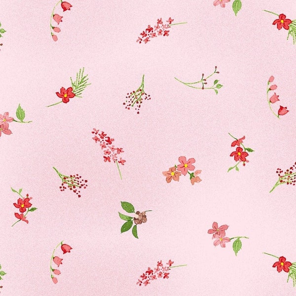 FLOWER SHOP Pink Ditsy Floral Y3303-42, by Jim Ishikawa, Clothworks 100% Cotton Fabric