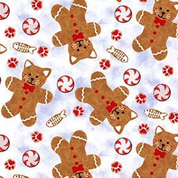 KITTEN  CHRISTMAS - Gingerbread Cat Cookie - Kayomi Harai - Studio E - 100% Cotton Quilting Fabric  E-5639-01