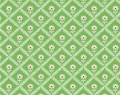 SUGARCUBE FLOWER LATTICE Green Feedsack Print By Whistler Studios Windham Fabrics - 100 Cotton Quilting Fabric 52736-5