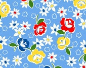 SUGARCUBE ROSES BLUE Feedsack Print By Whistler Studios Windham Fabrics - 100 Cotton Quilting Fabric 52734-3