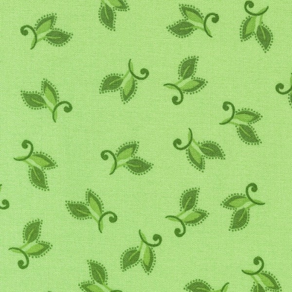 SUNSHINE, Leaves Sprig Green Fabric, Flowerhouse, Robert Kaufman, Quilting Cotton, FLH20253-35